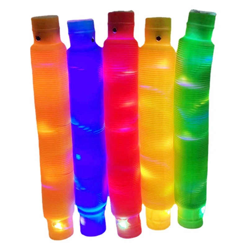 Children Toys LED Light up Pop Tube Fidget Sensory Toys Sets Magic Pop Tubes with Light