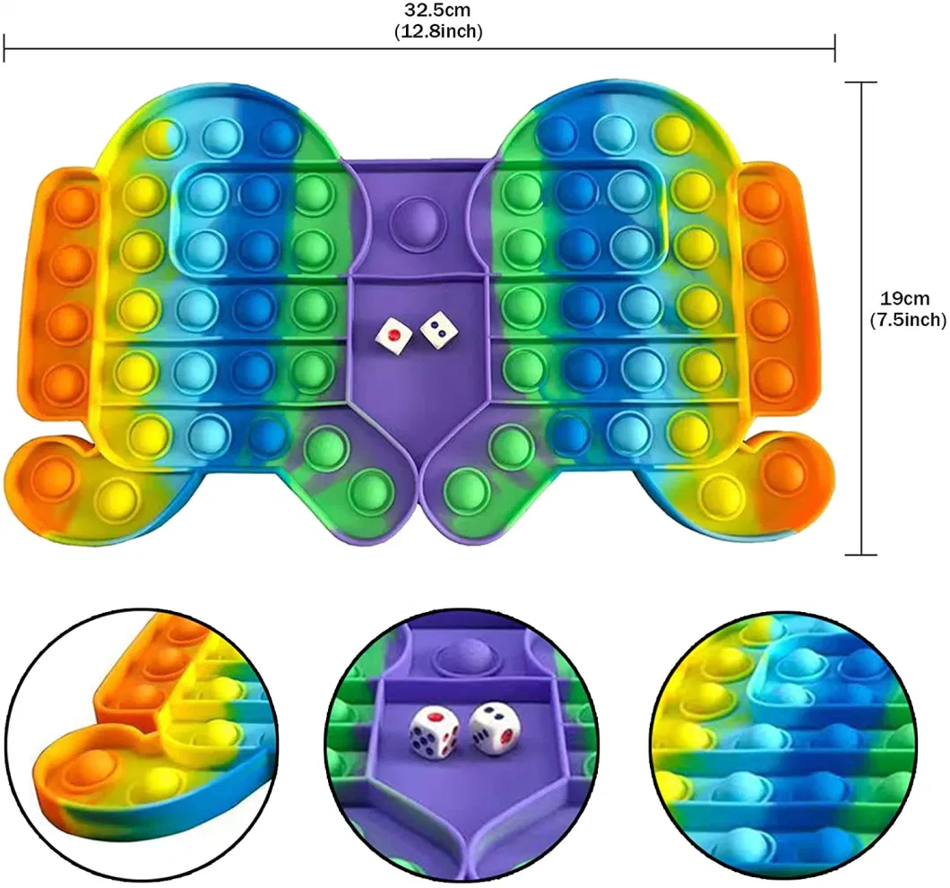 Jumbo Rainbow Chess Board Game Stress Relief Popper Toy for Parent-Child Interaction