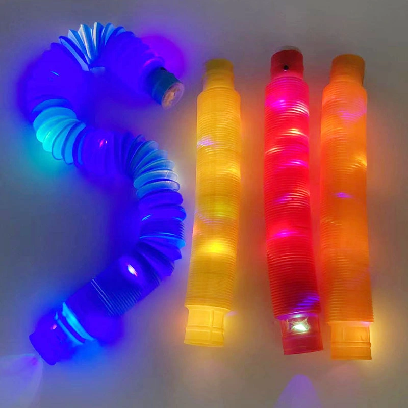 Children Toys LED Light up Pop Tube Fidget Sensory Toys Sets Magic Pop Tubes with Light