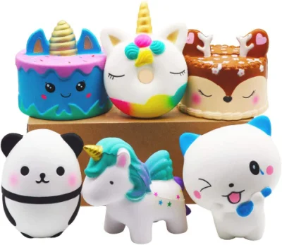 Squishies 장난감 점보 천천히 상승 유니콘 말 케이크 유니콘 도넛 팬더 스푼 고양이 어린이를위한 세트 파티 호의 스트레스 릴리프 장난감