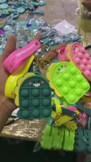 어린이 서클 실리콘 키즈 컬러 파스텔 공룡 동전 지갑 가방 새로운 팝 장난감 푸시 파우치 지갑 새로운 귀여운 미니 소프트 실리콘 지갑 가방 지퍼 푸시 버블